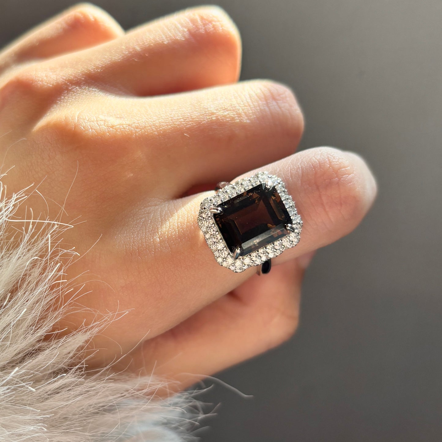 Smoky quartz ring s925