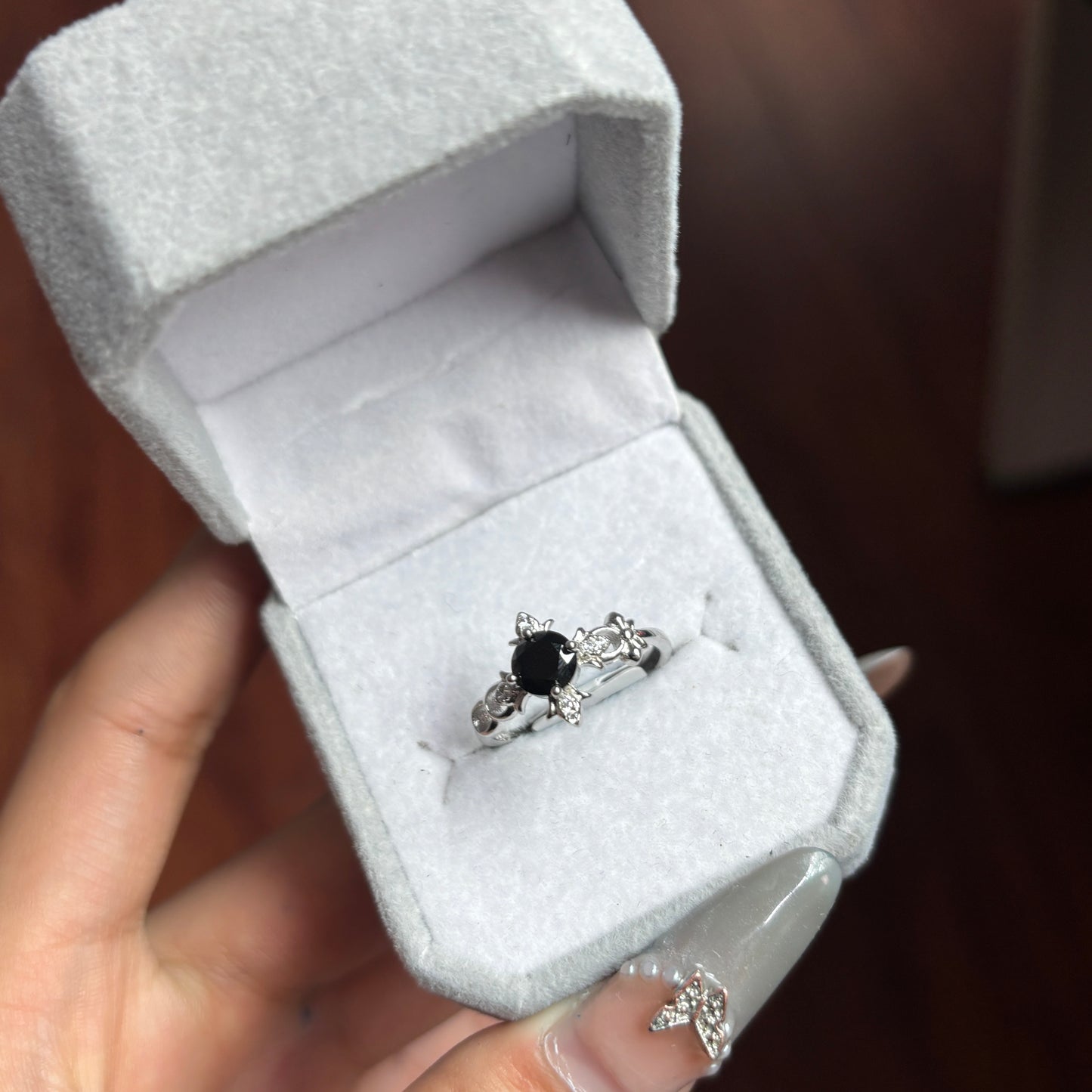 Black spinel sliver s925 ring