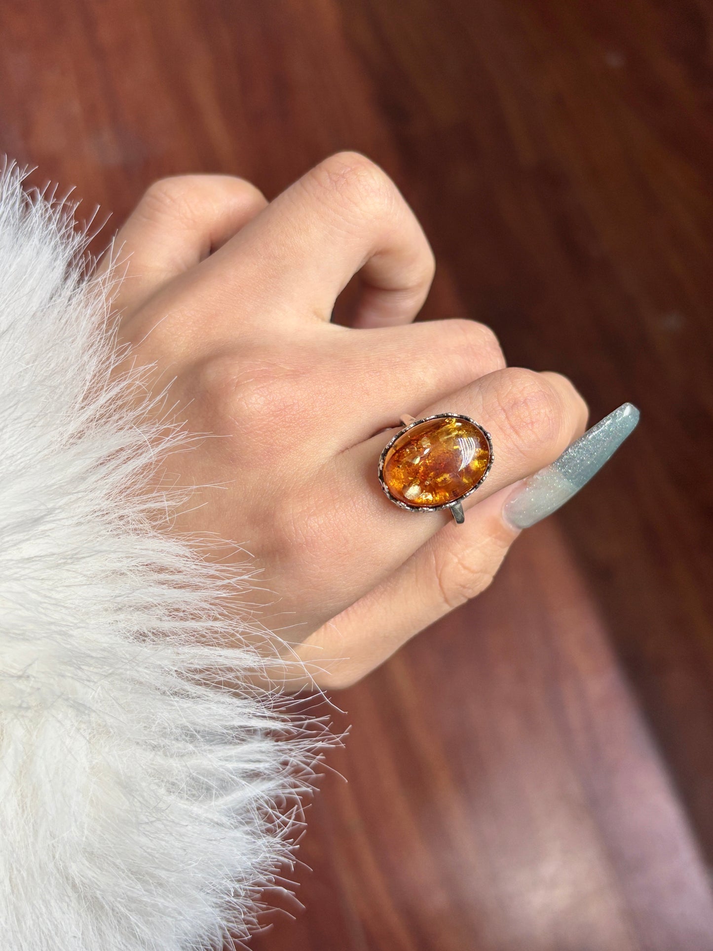 Amber ring s925