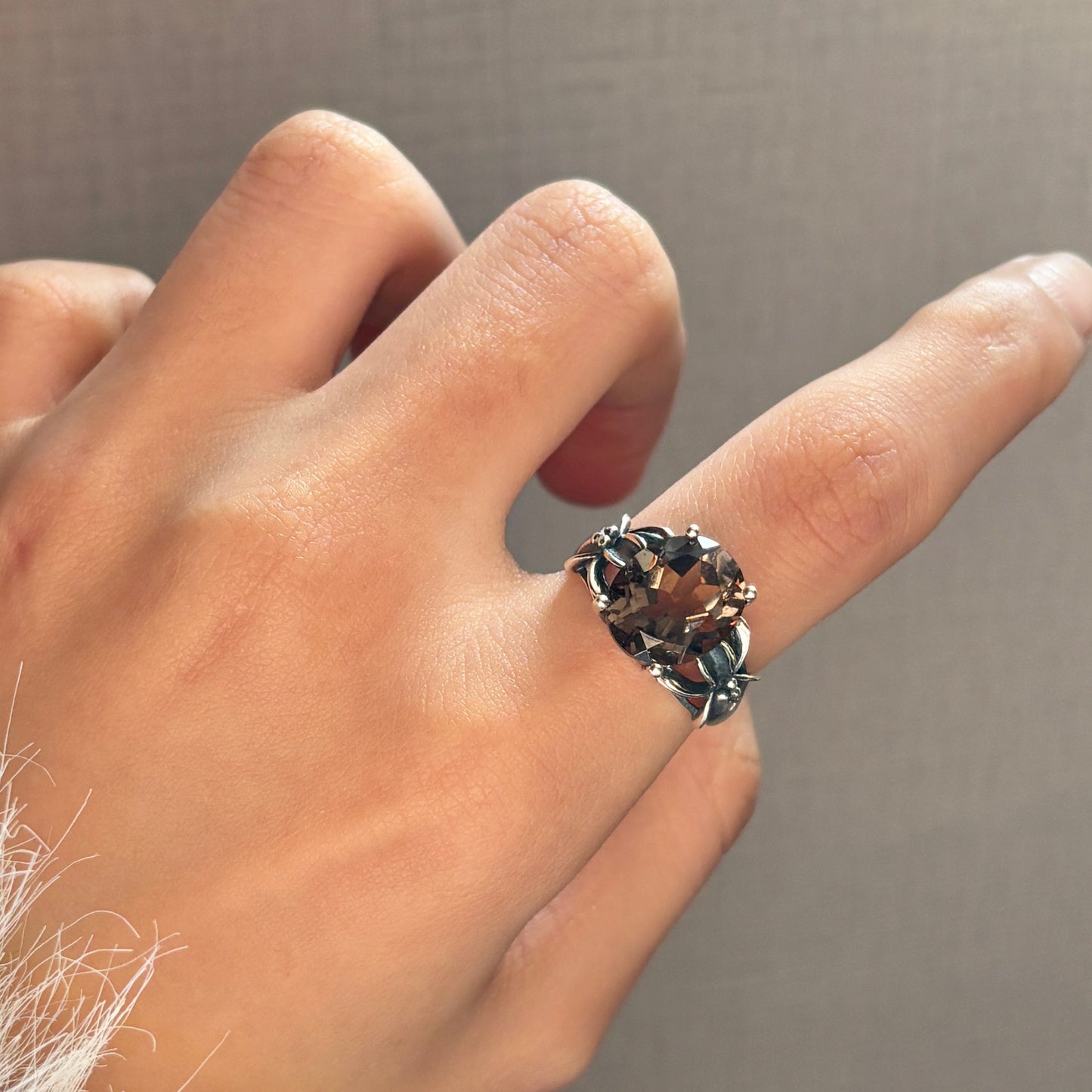 Smoky quartz ring s925