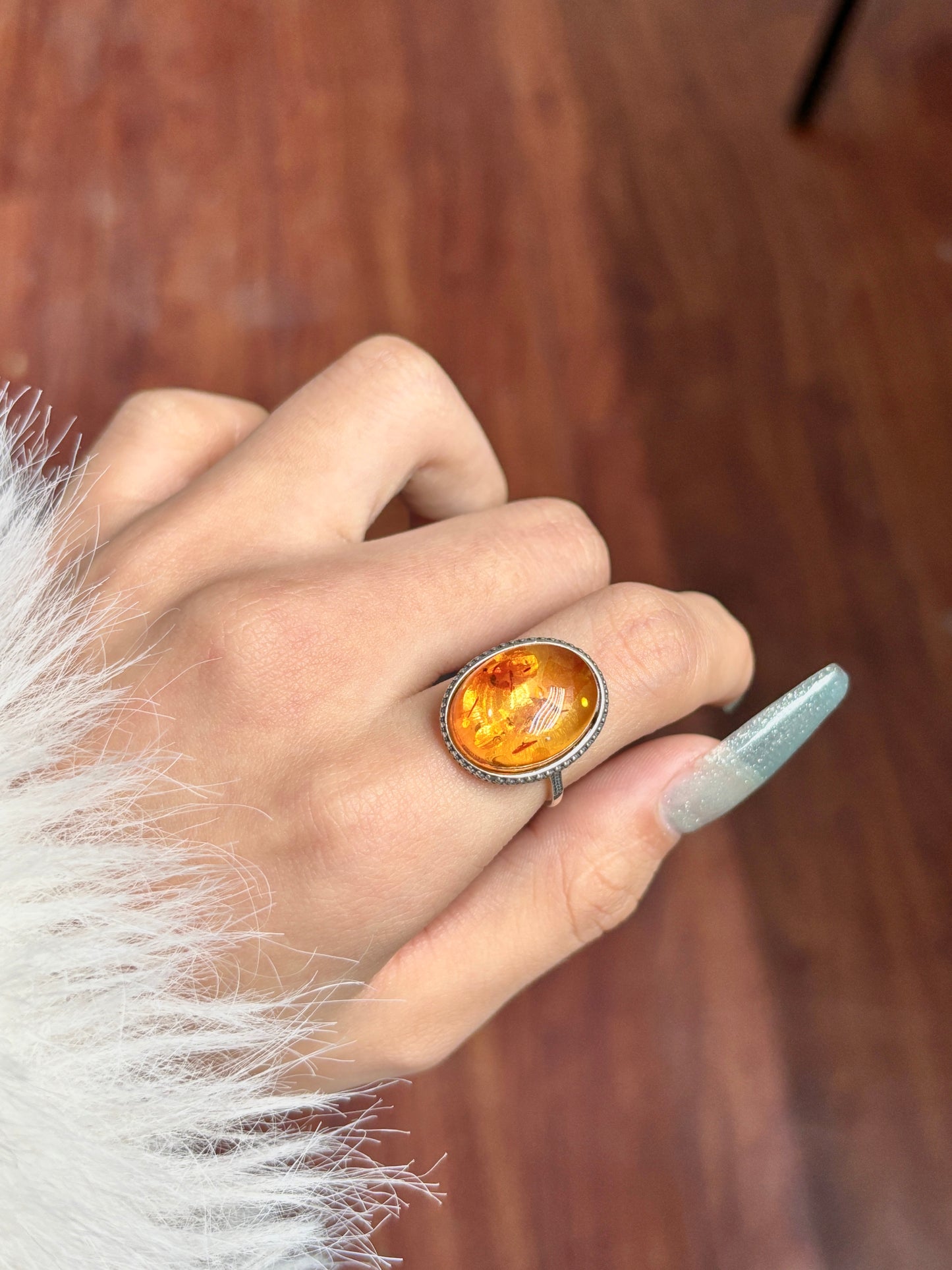 Amber ring s925