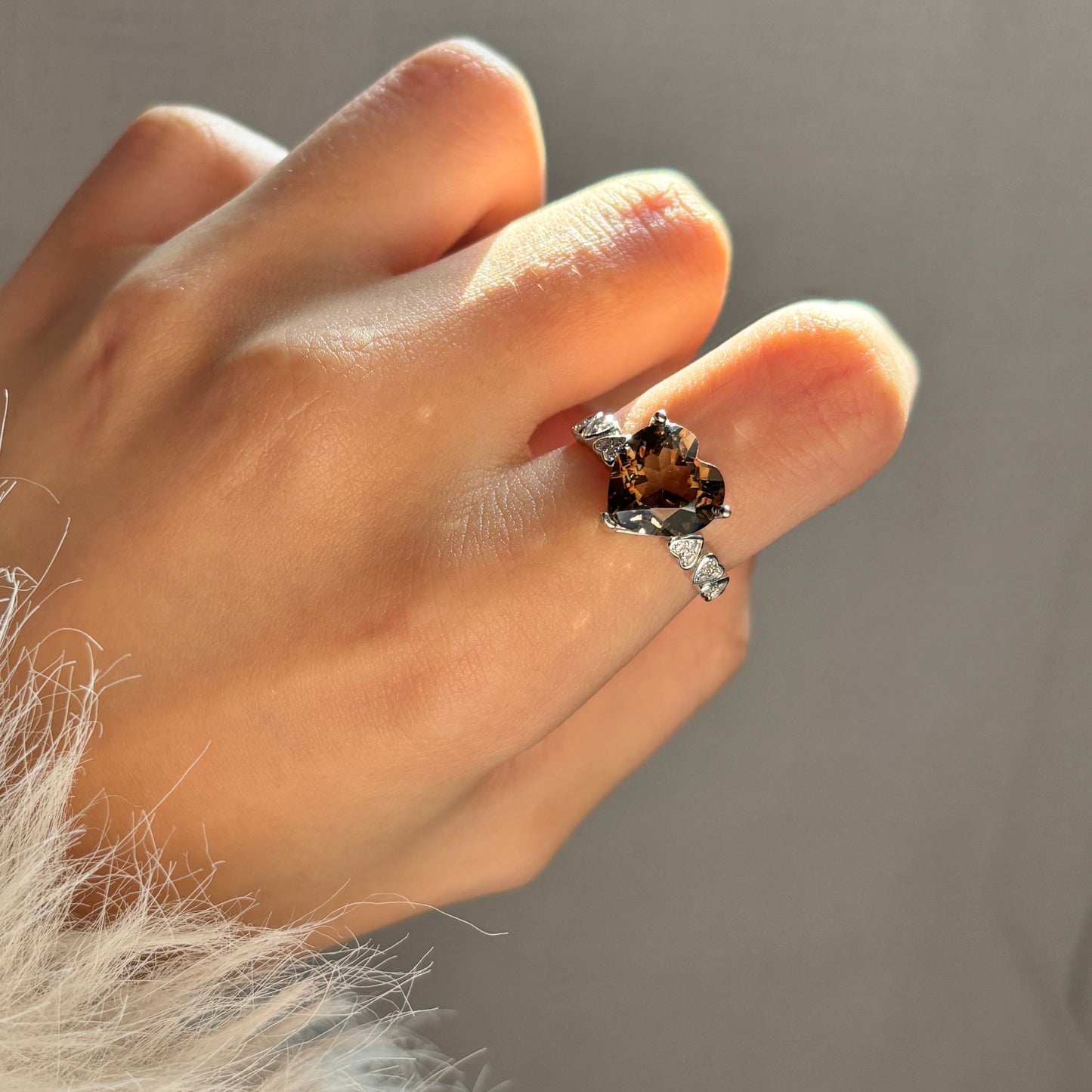 Smoky quartz ring s925