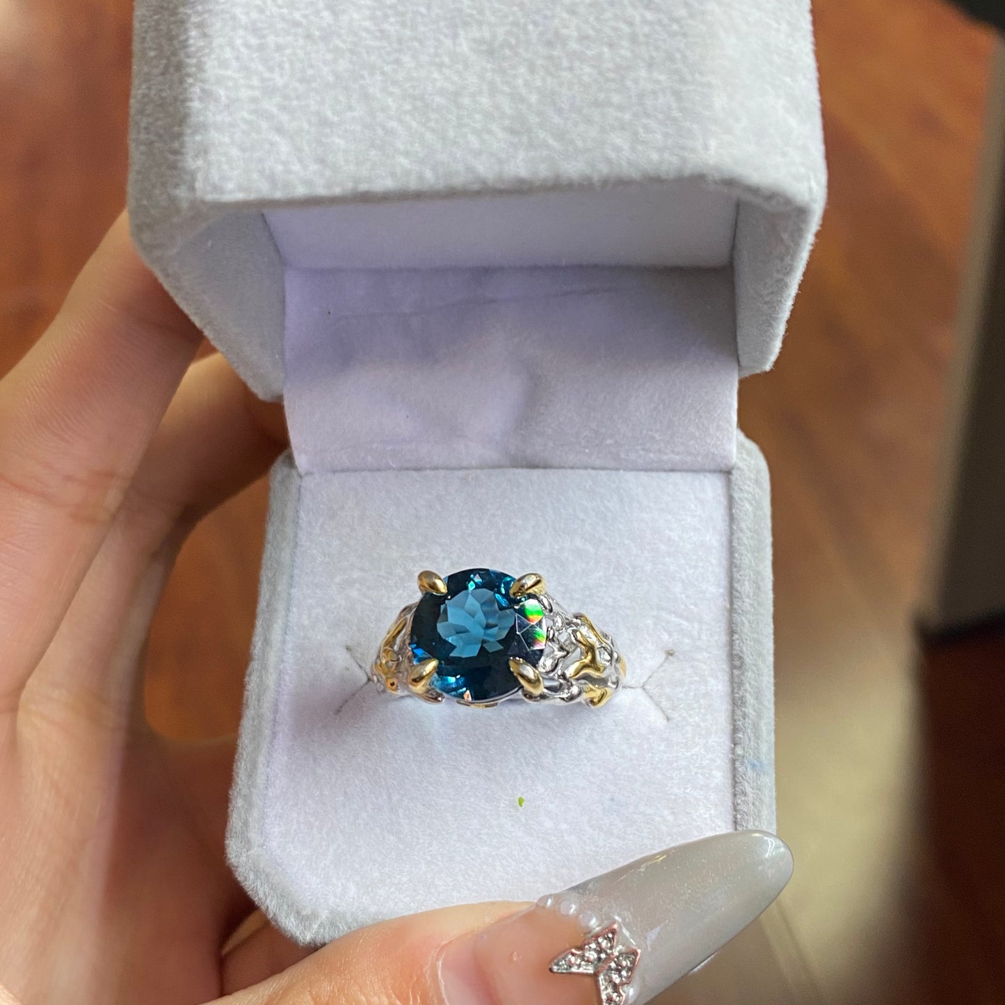 bule topaz sliver s925 ring