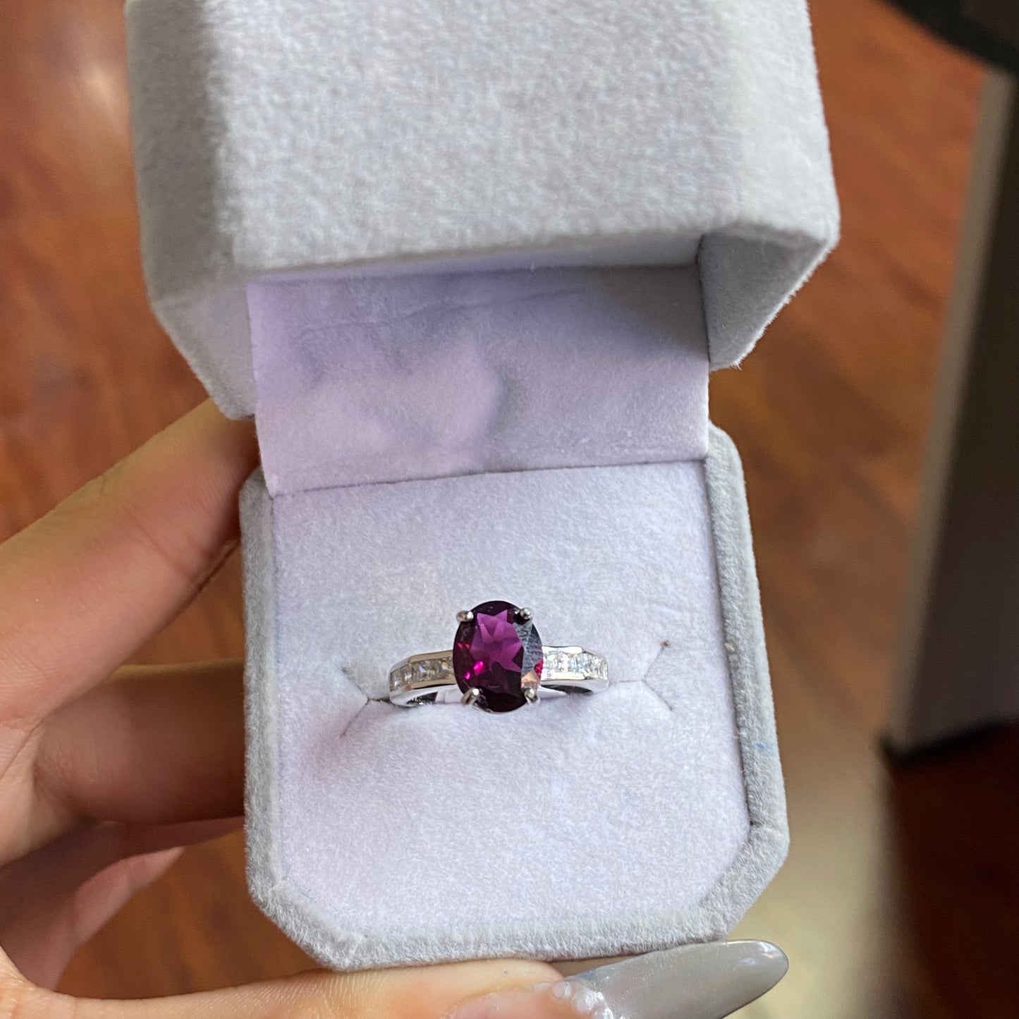 purple garnet sliver s925ring