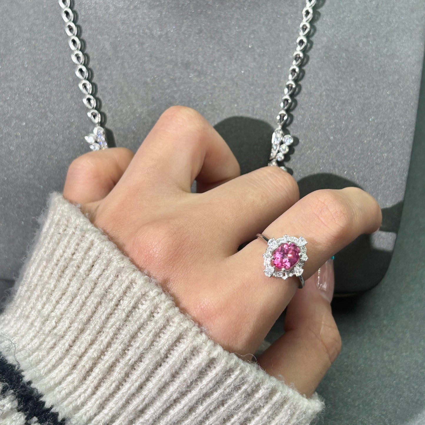 Pink topaz s925 ring