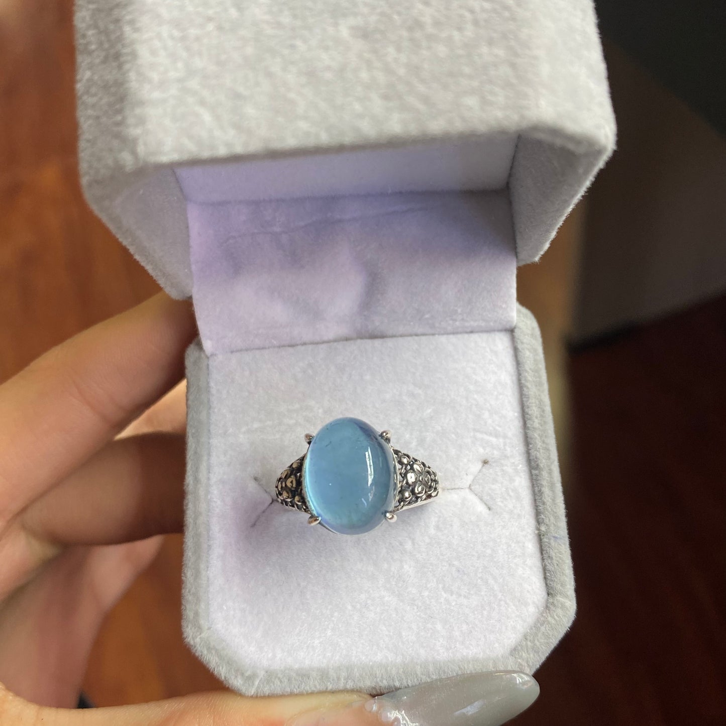 aquamarine sliver s925 ring