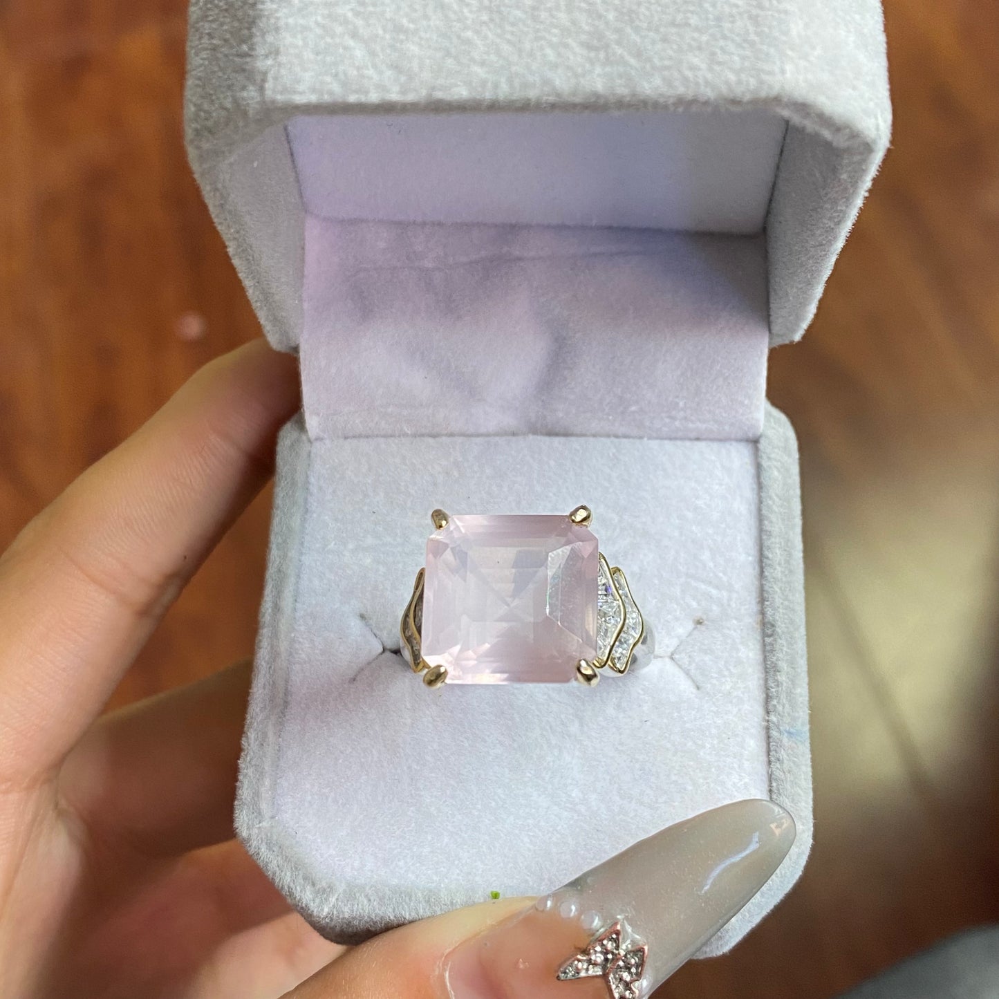rose quartz sliver s925 ring