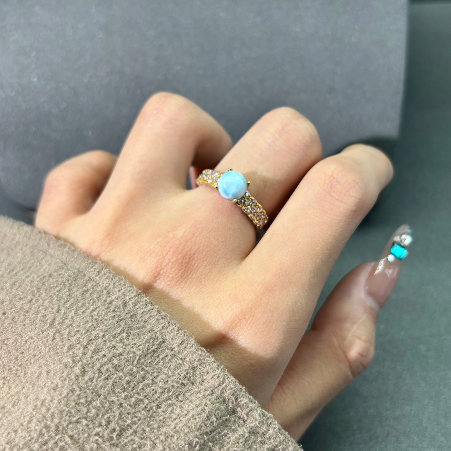 Larimar sliver ring
