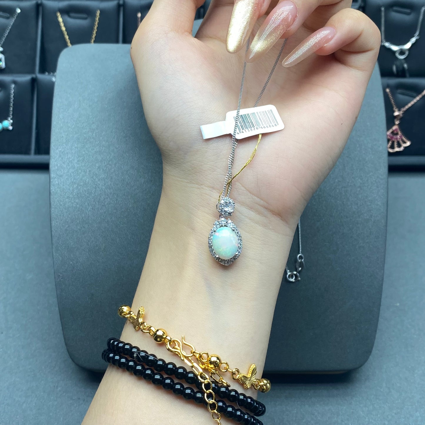 Natural gemstone opal pendant