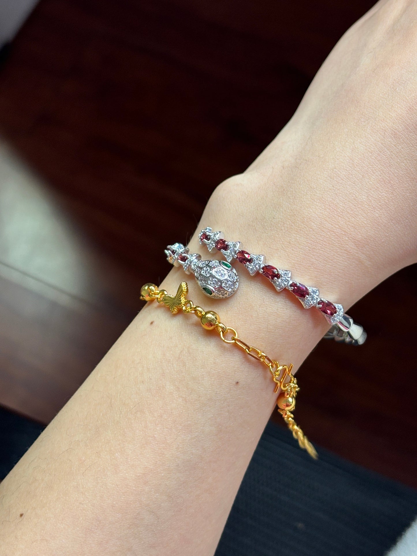 Garnet sliver bracelet
