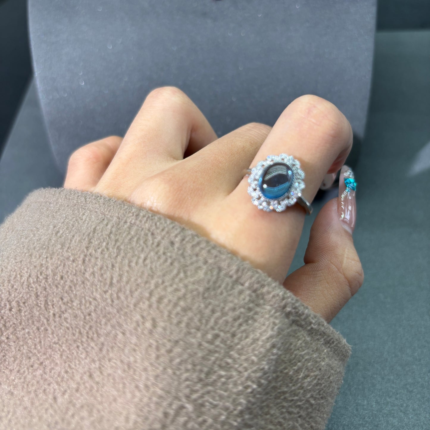 Aquamarine sliver ring