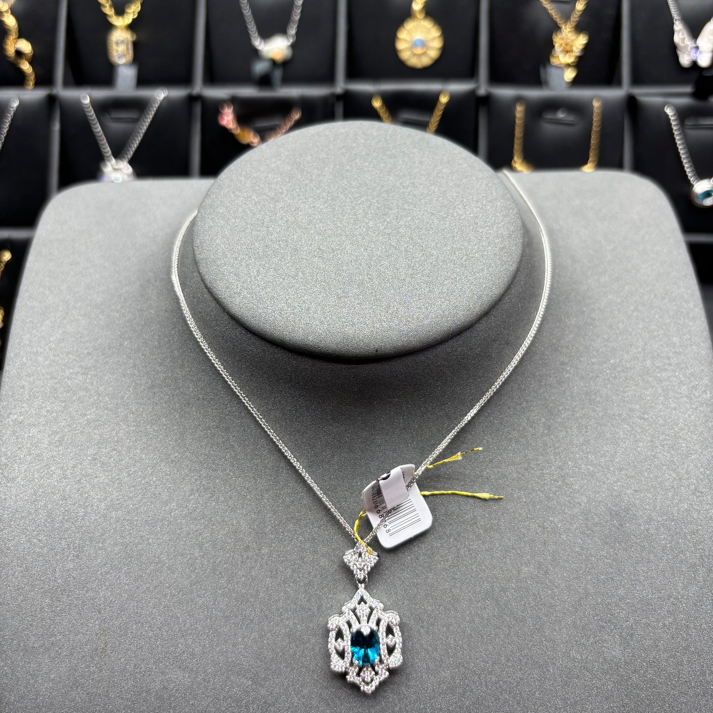 Natural gemstone blue topaz pendant