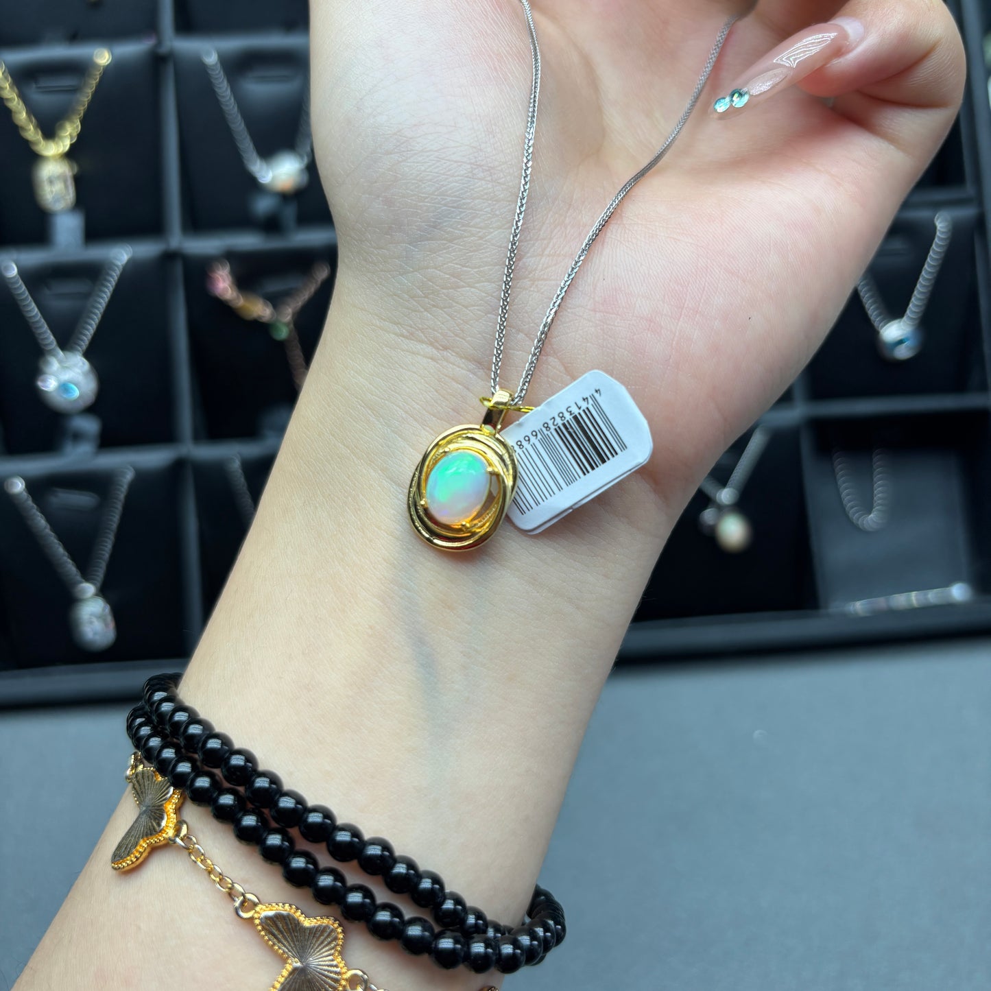 Natural gemstone opal pendant