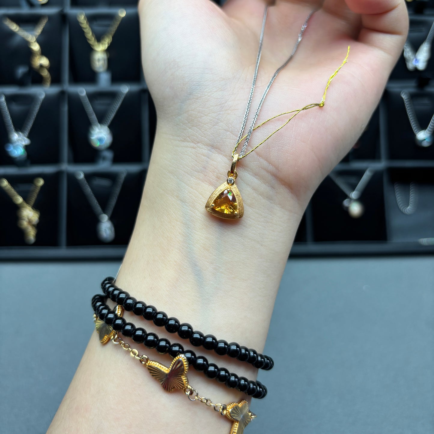 Natural crystal citrine pendant