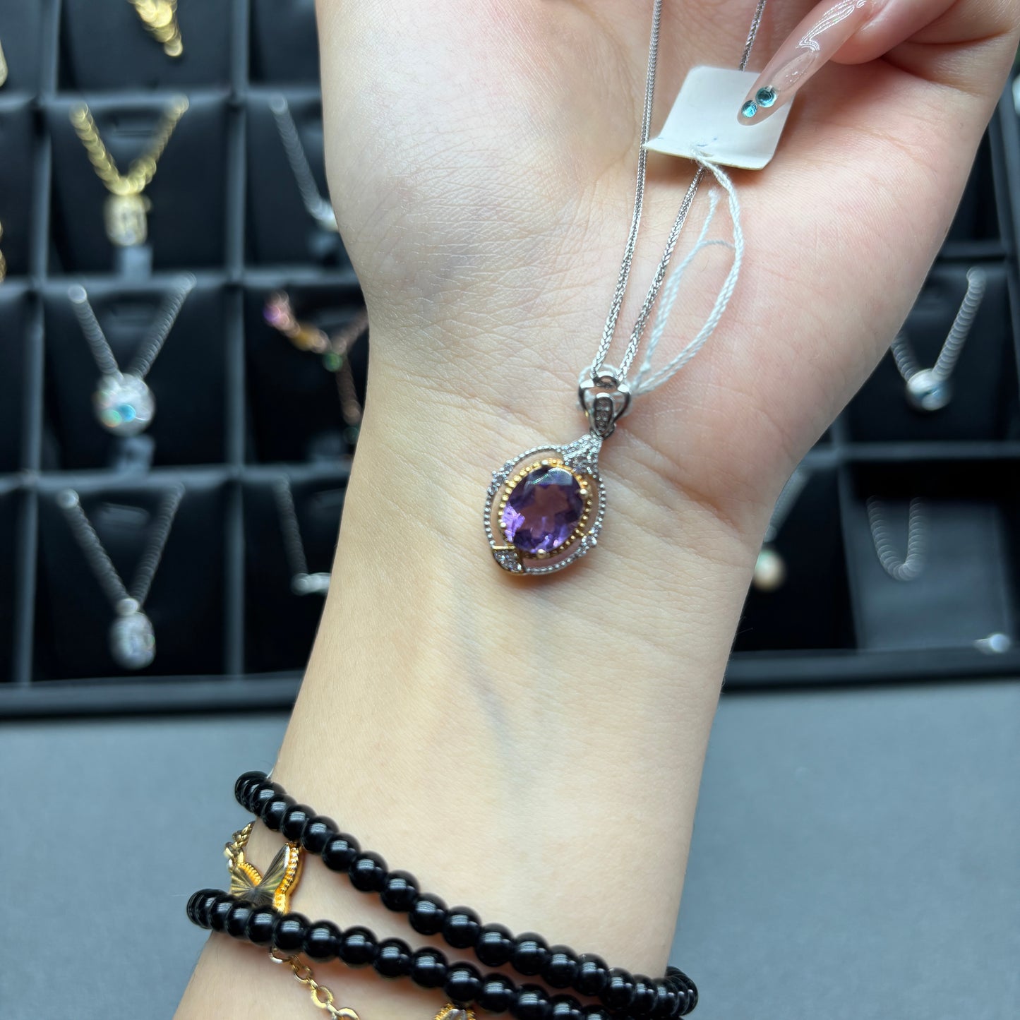 Natural crystal amethyst pendant