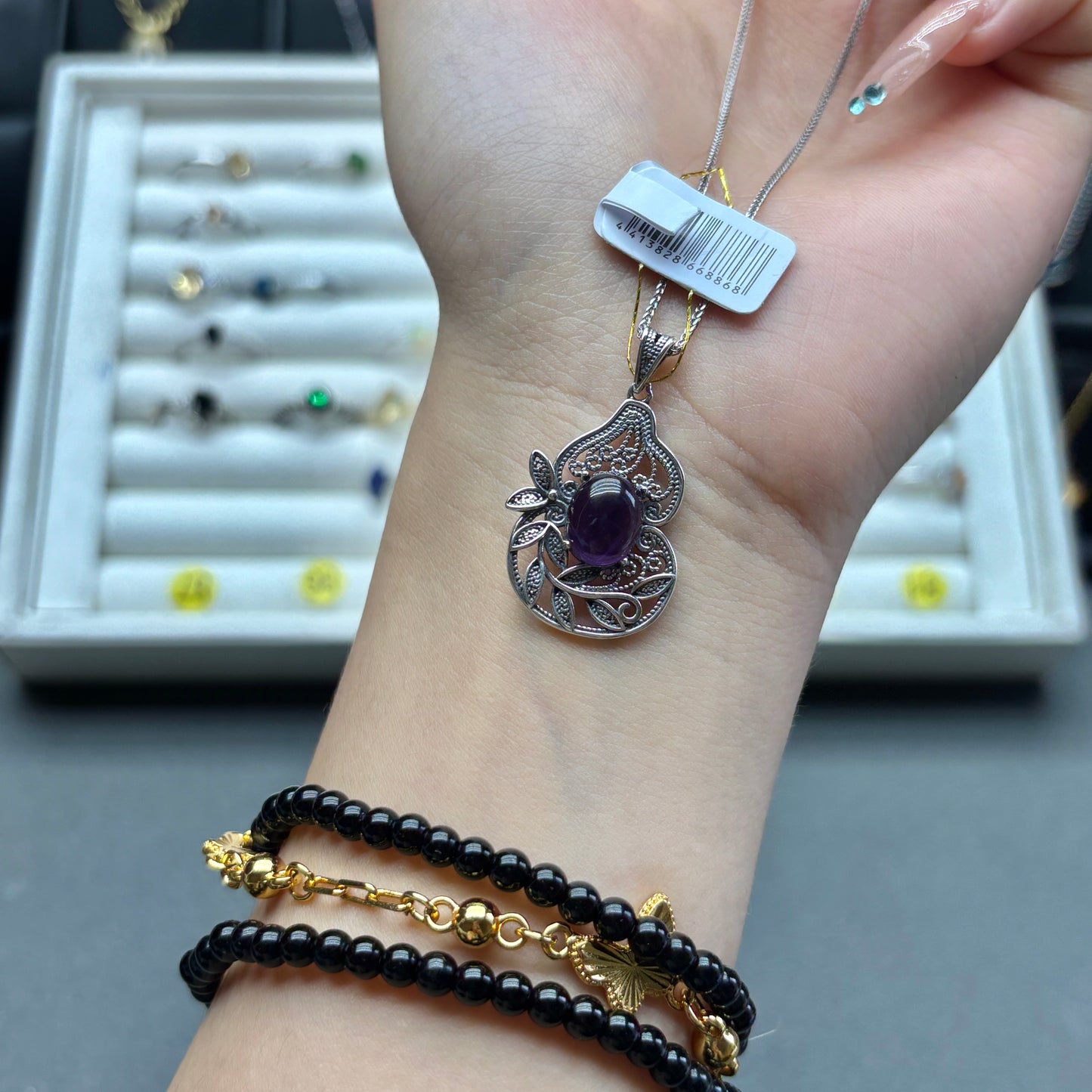 Natural crystal amethyst pendant