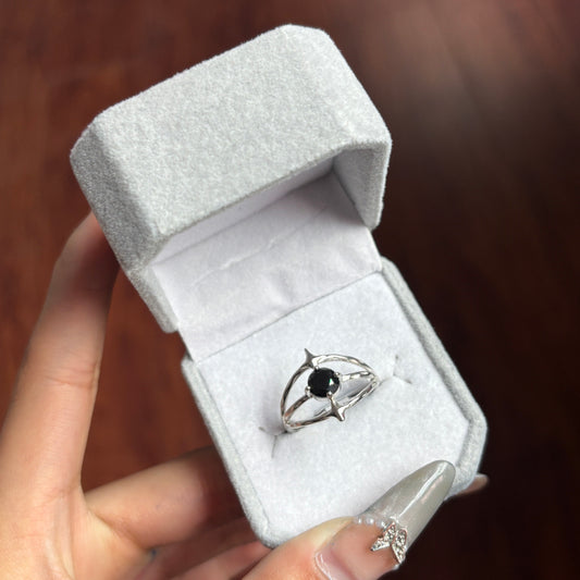 Black spinel sliver s925 ring