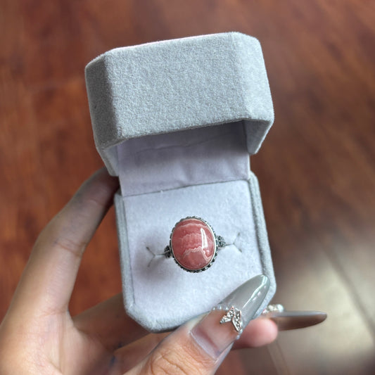 Rhodochrosite sliver s925 ring