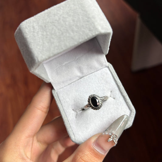 Black spinel sliver s925 ring