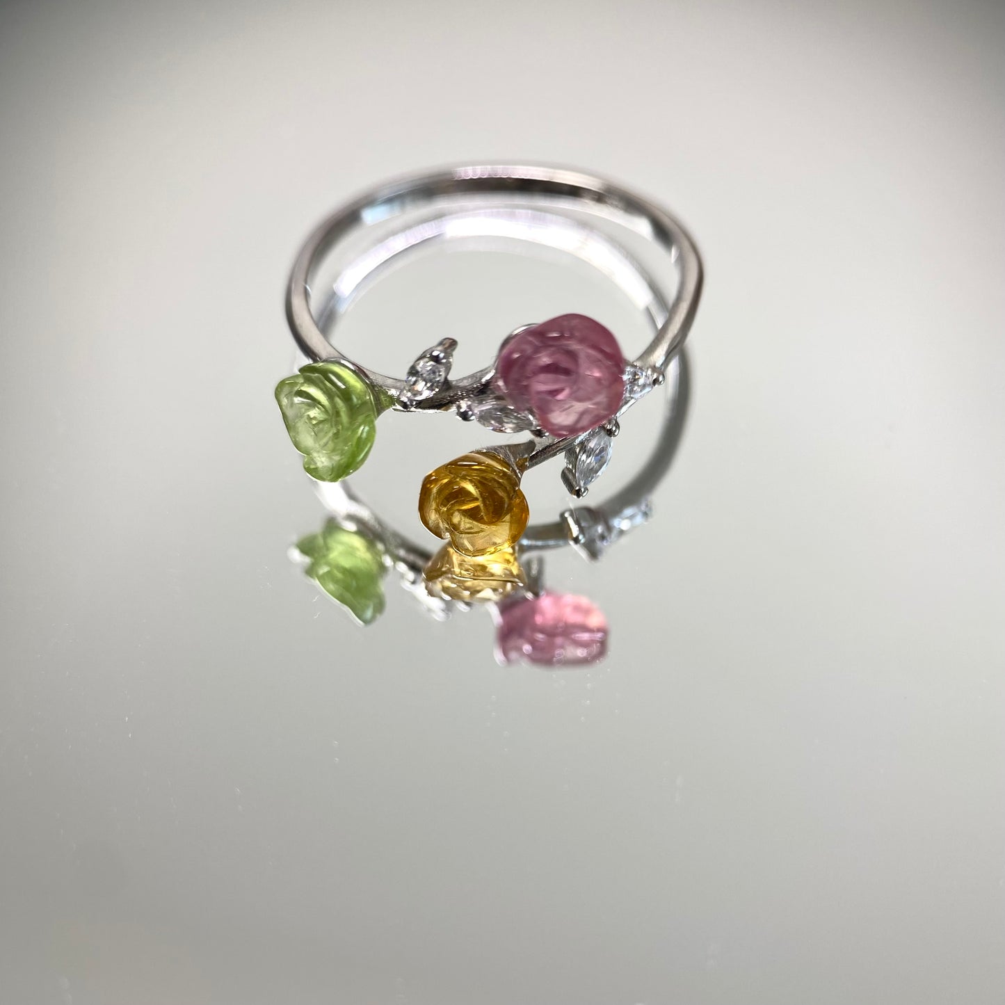 Tourmaline flower ring S925