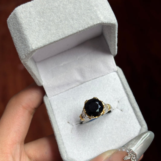 Black spinel sliver s925 ring