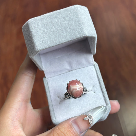 Rhodochrosite sliver s925 ring