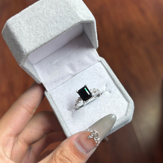 Black spinel sliver s925 ring