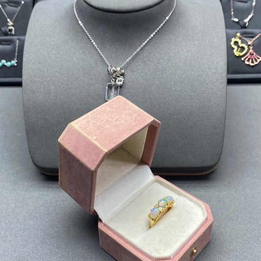 Natural gemstone opal ring