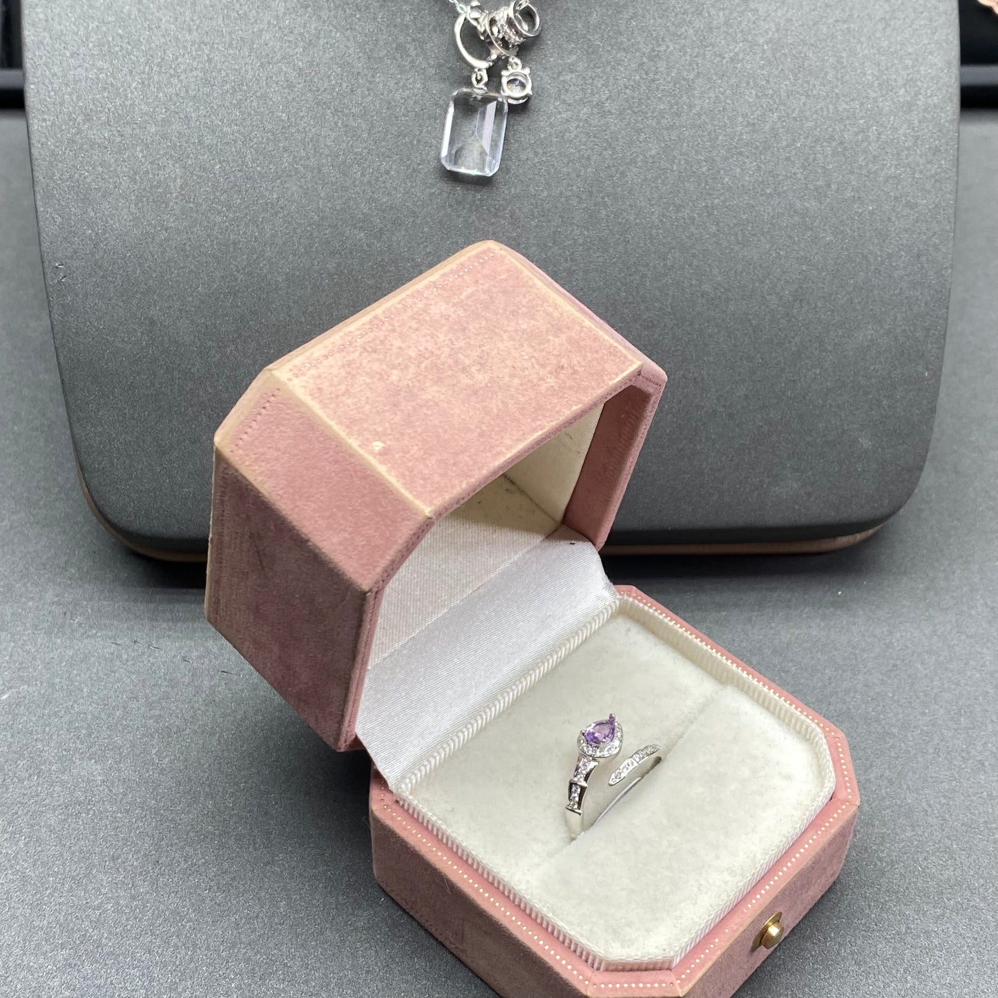 Natural gemstone amethyst ring