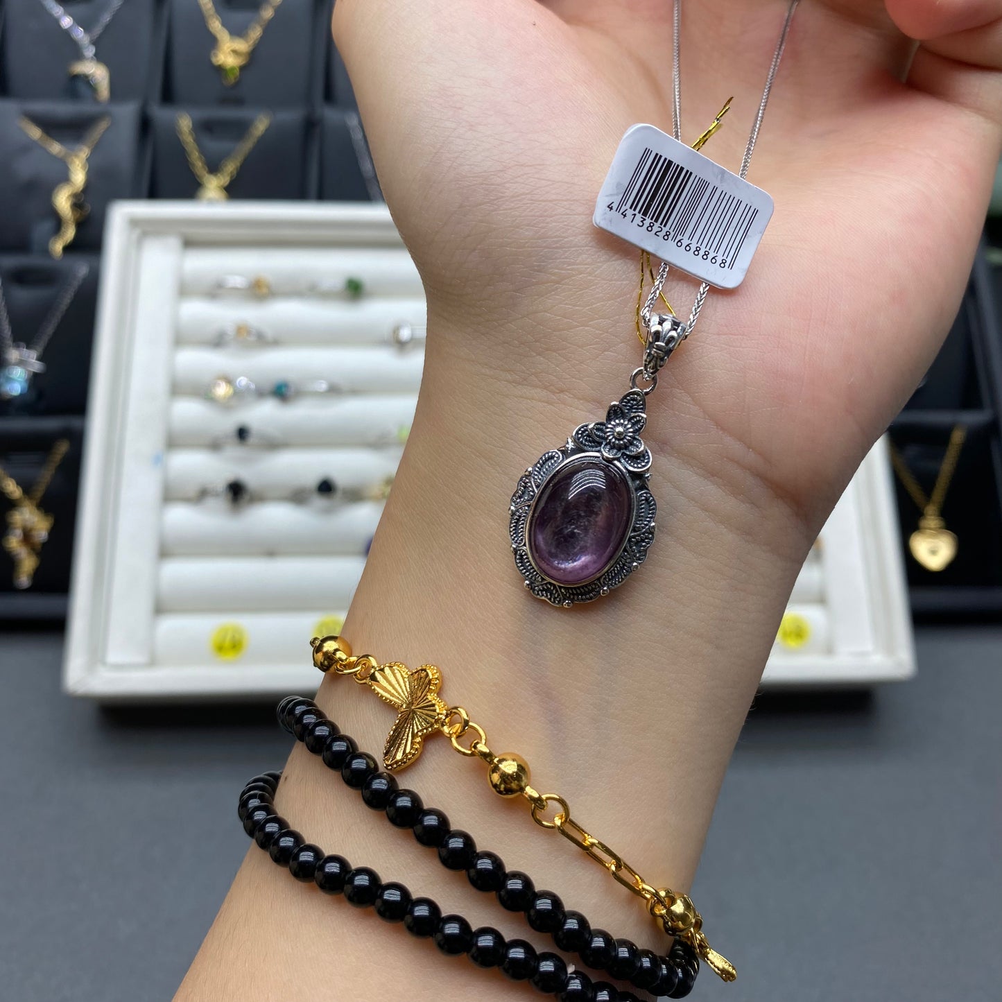 Natural crystal amethyst pendant
