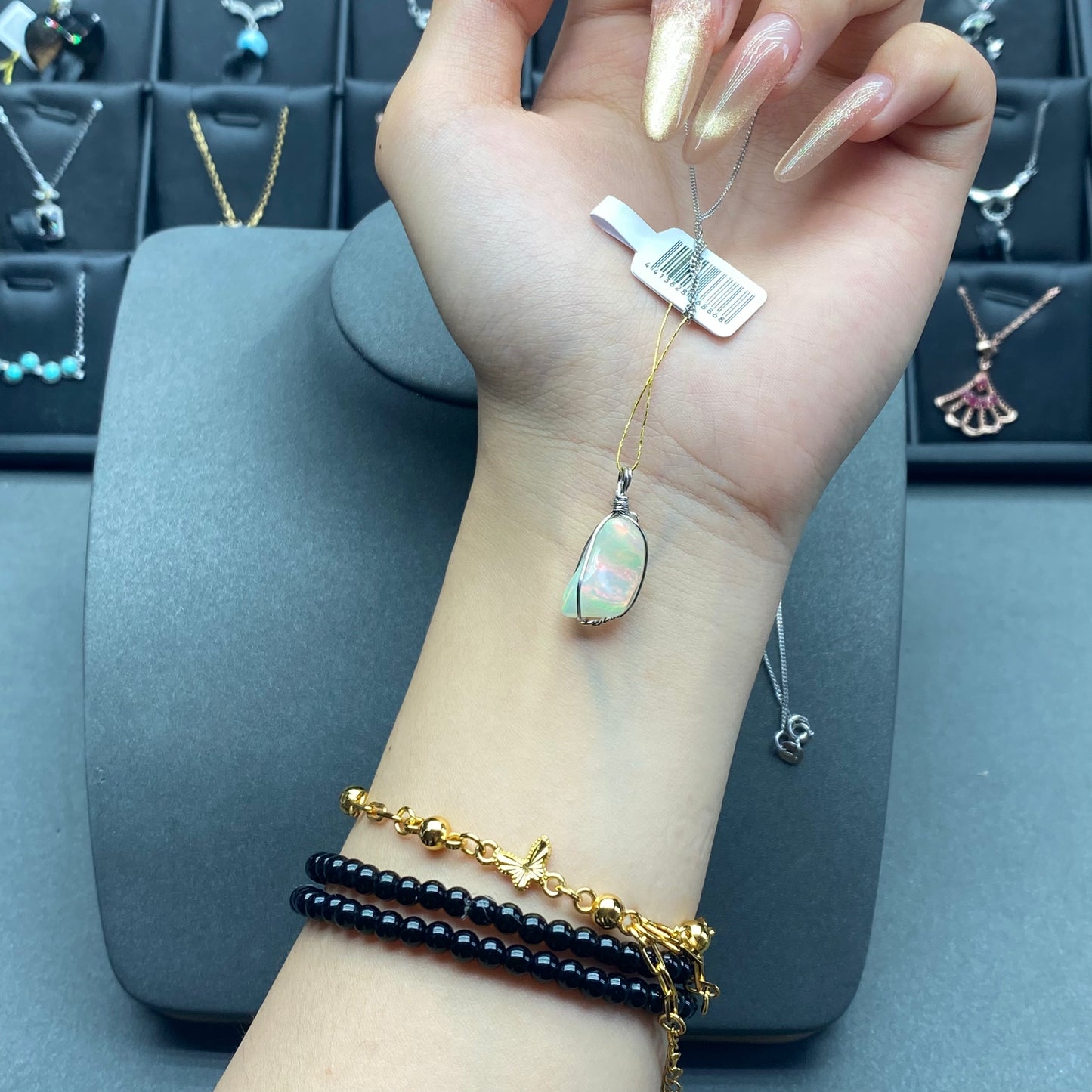 Natural gemstone opal pendant