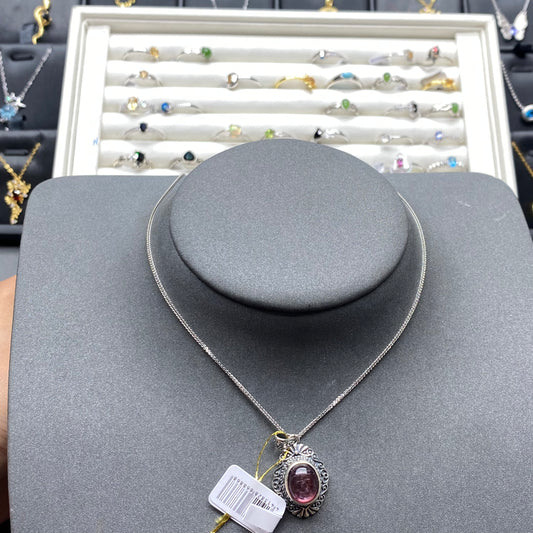 Natural crystal lepidolite pendant
