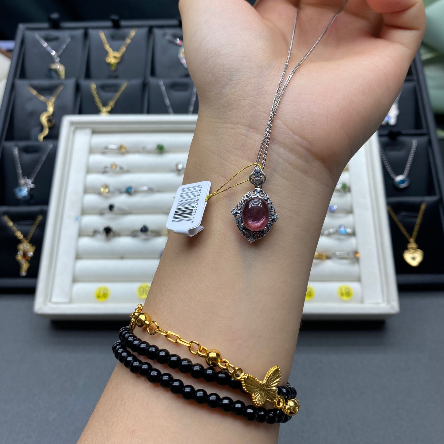 Natural crystal lepidolite pendant