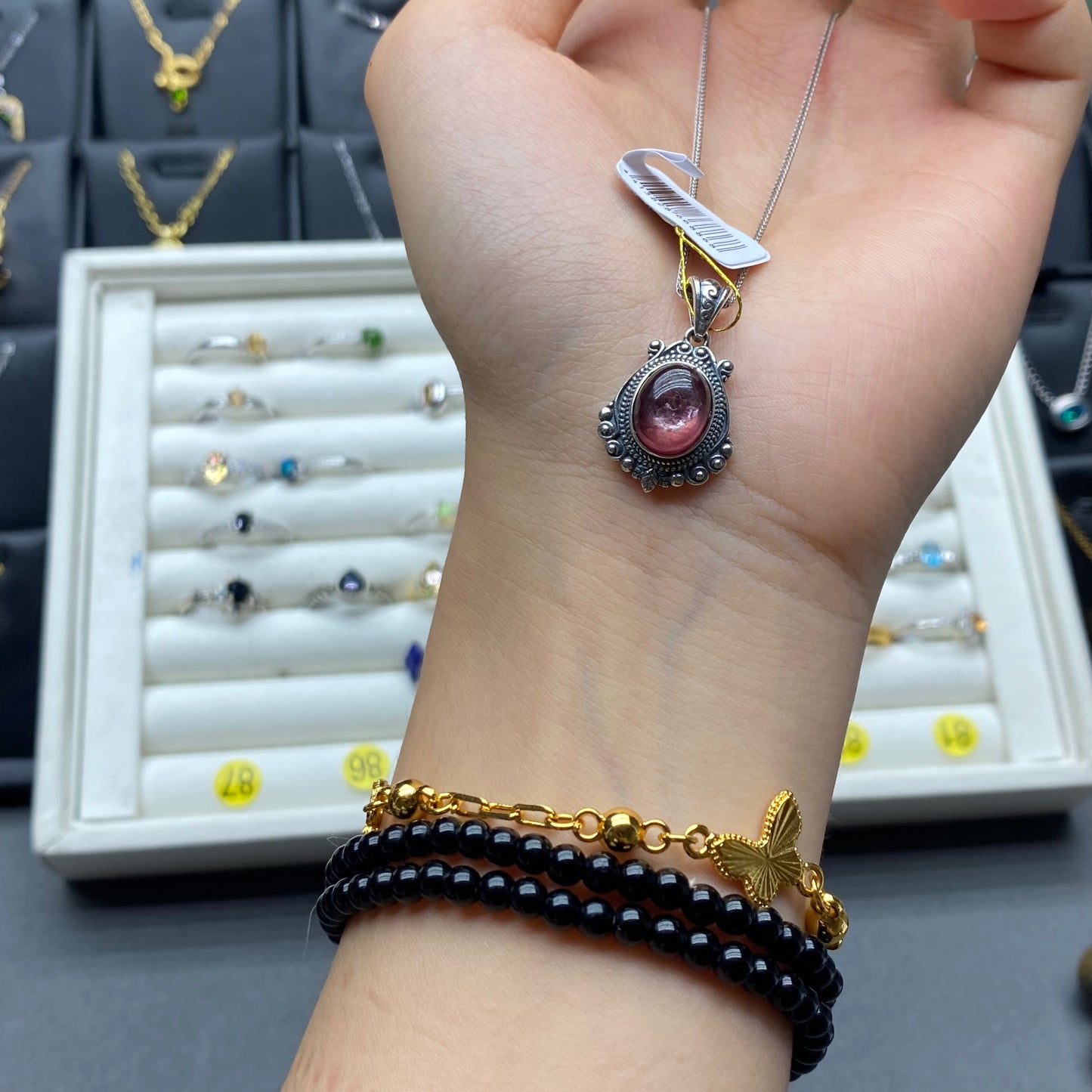 Natural crystal lepidolite pendant