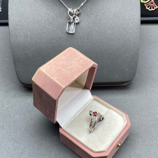 Natural gemstone garnet ring