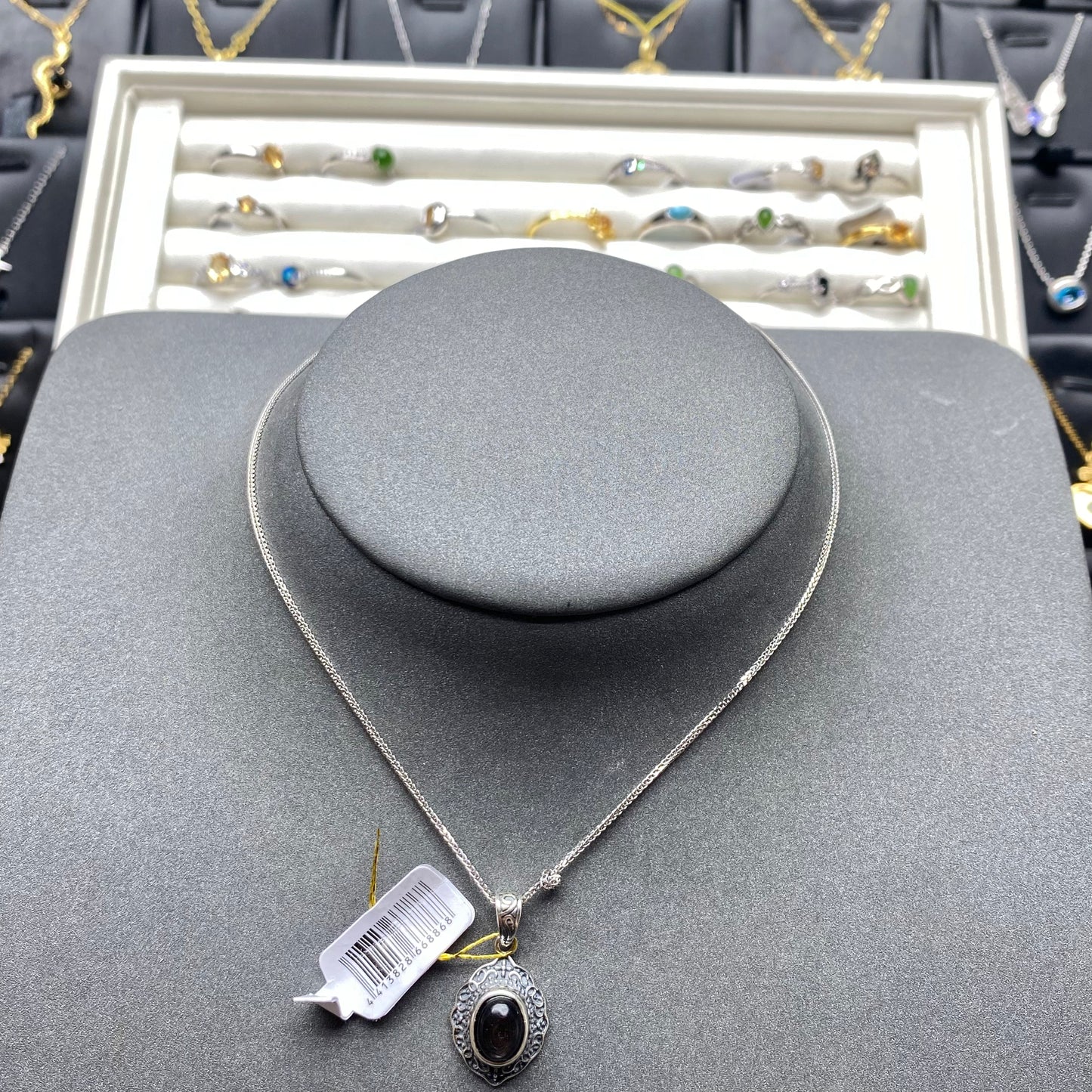 Natural gemstone black obsidian