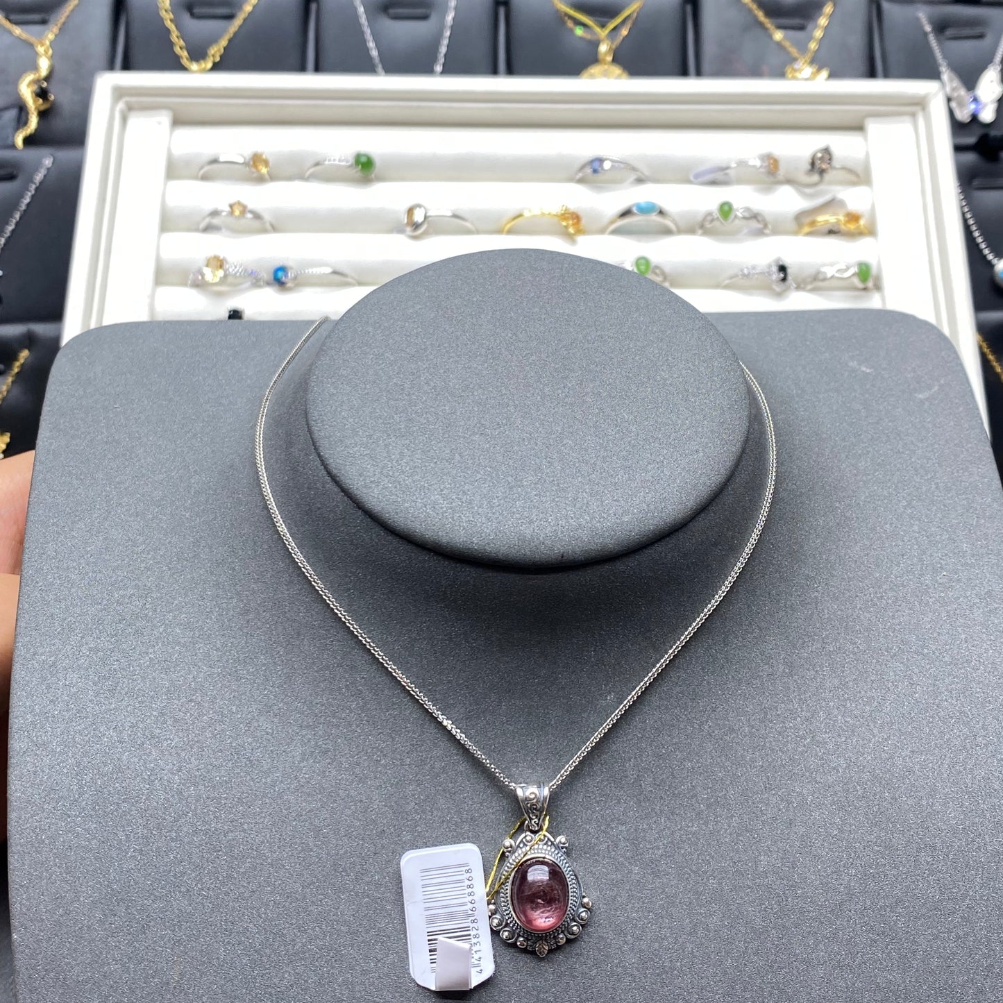 Natural crystal lepidolite pendant
