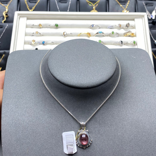 Natural crystal lepidolite pendant