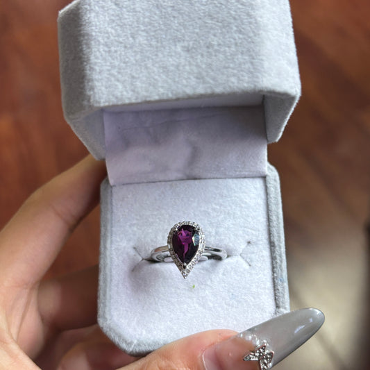 purple garnet sliver s925 ring