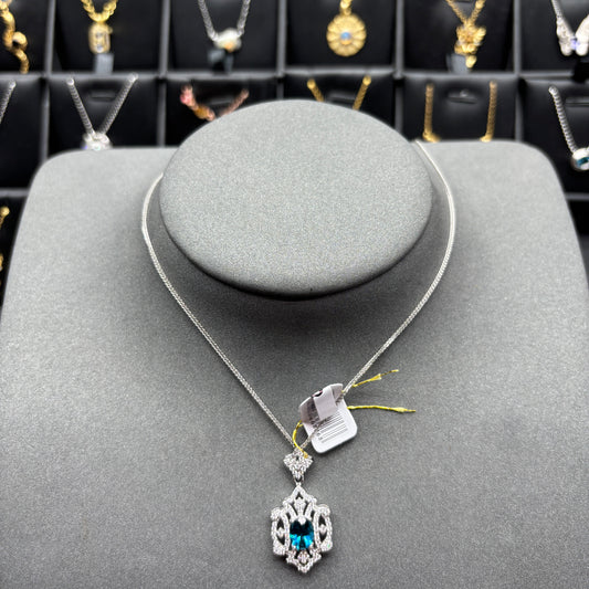 Natural gemstone blue topaz pendant