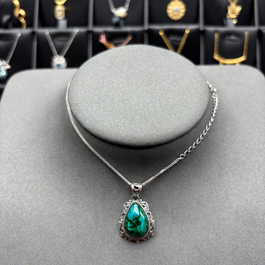 natural gemstone chrysocolla pendant