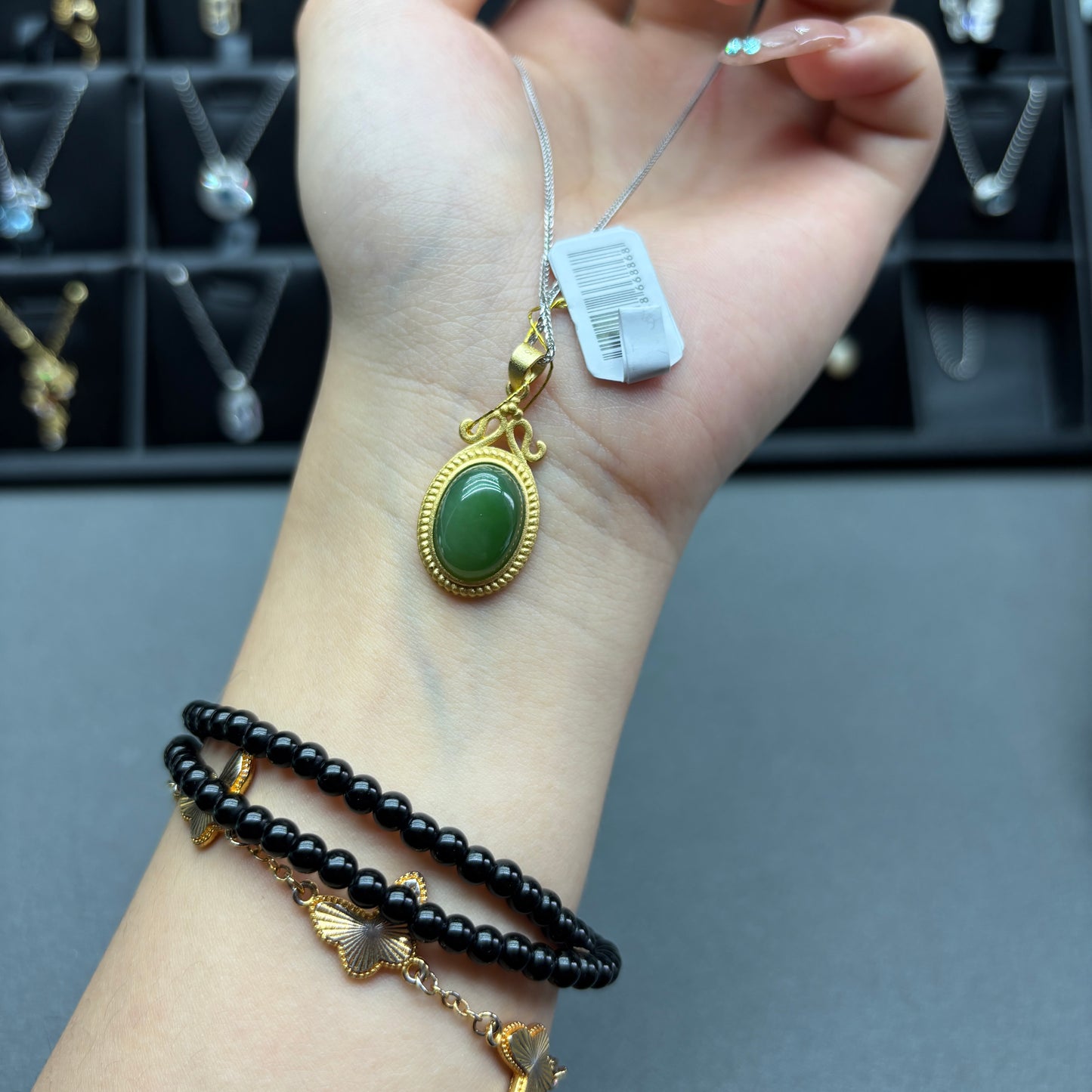 Natural gemstone jade pendant