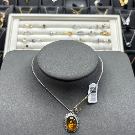 Natural gemstone amber pendant