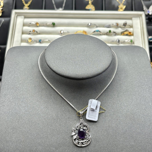 Natural crystal amethyst pendant