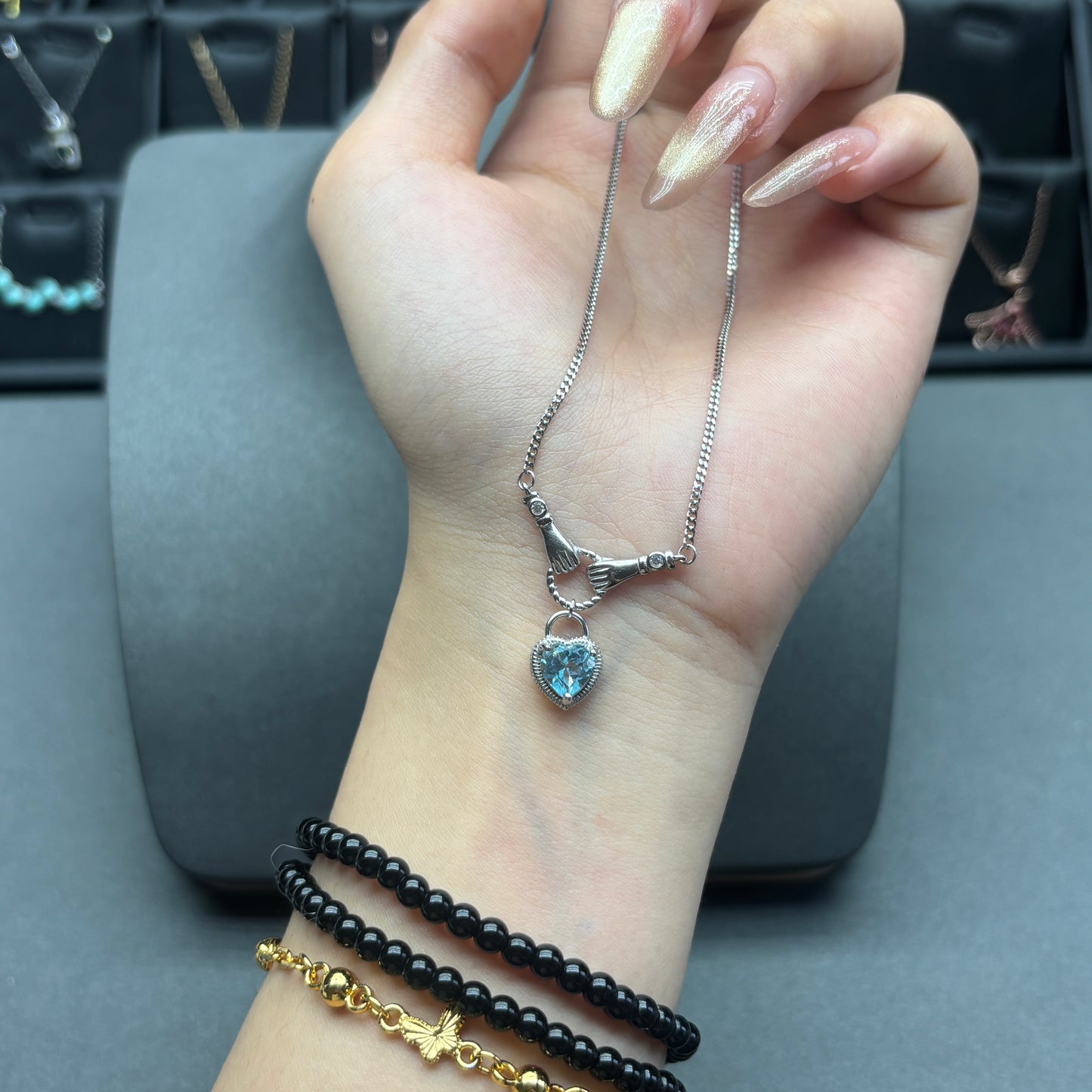 Natural gemstone blue topaz pendant