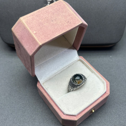 Natural gemstone moss agate ring