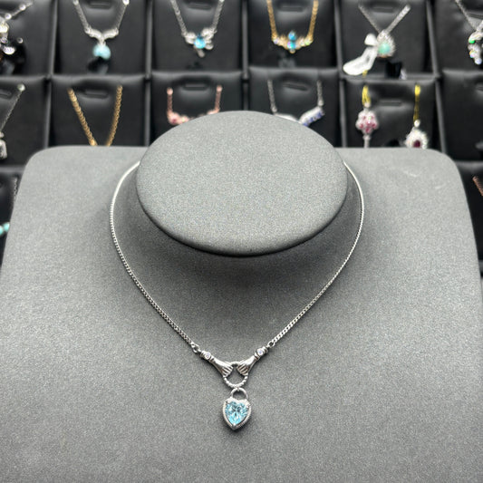 Natural gemstone blue topaz pendant